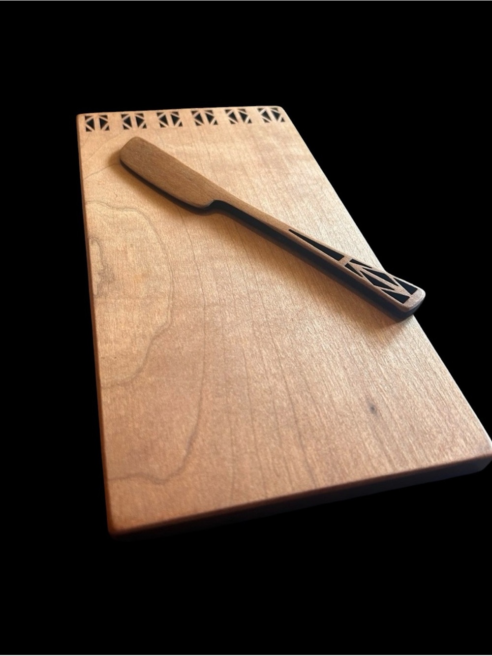 Moonspoon Butter Board & Spreader. Cheese Board. Handmade USA. Cherry Wood.